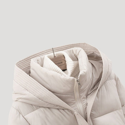 Dames Korte Pufferjas | Gewatteerde Jas met Tailleband en Capuchon