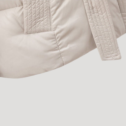 Dames Korte Pufferjas | Gewatteerde Jas met Tailleband en Capuchon