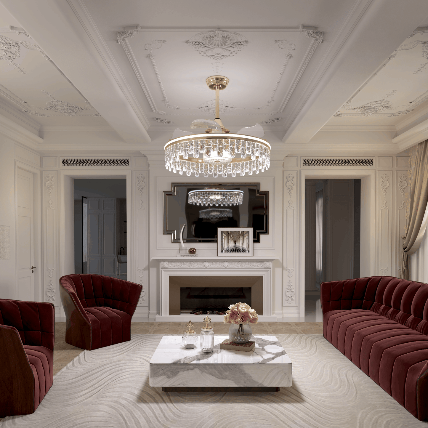 60cm Moderne Gouden Crystal Plafondventilator met Licht - Stijlvolle Plafondlamp