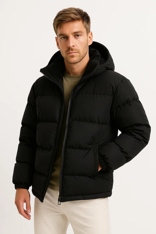 Heren Puffer Jacket – Lichtgewicht Gevoerde Winterjas met Capuchon