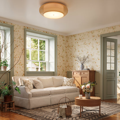 Handgeweven Bamboe Plafondlamp – Zen-Stijl LED Armatuur voor Huishoudelijke Decoratie