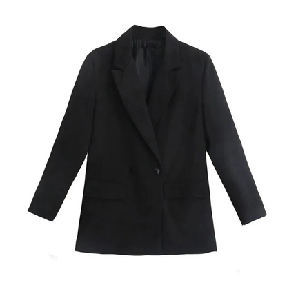 Dames Oversized Blazer Jas | Langlijn Pasvorm met Dubbelgeknoopte Ontwerp