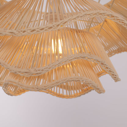 Lampada a soffitto a più strati in canna per decorazione della casa