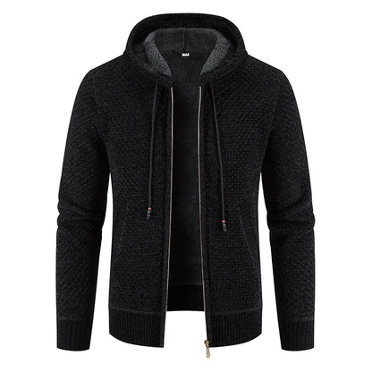 Heren Gebreide Cardigan – Fleece-Voering Rits Winterjack