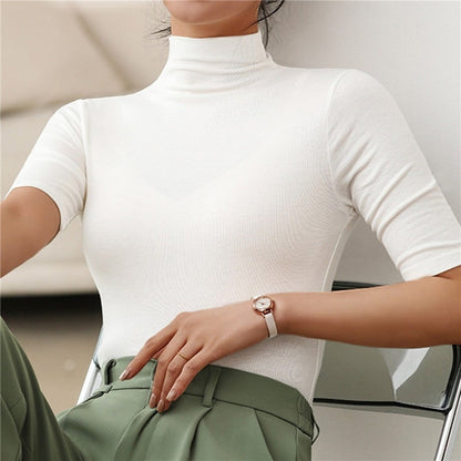 Dames Turtleneck Gebreide Top | Strak Fit en Elegante Hoge Kraag