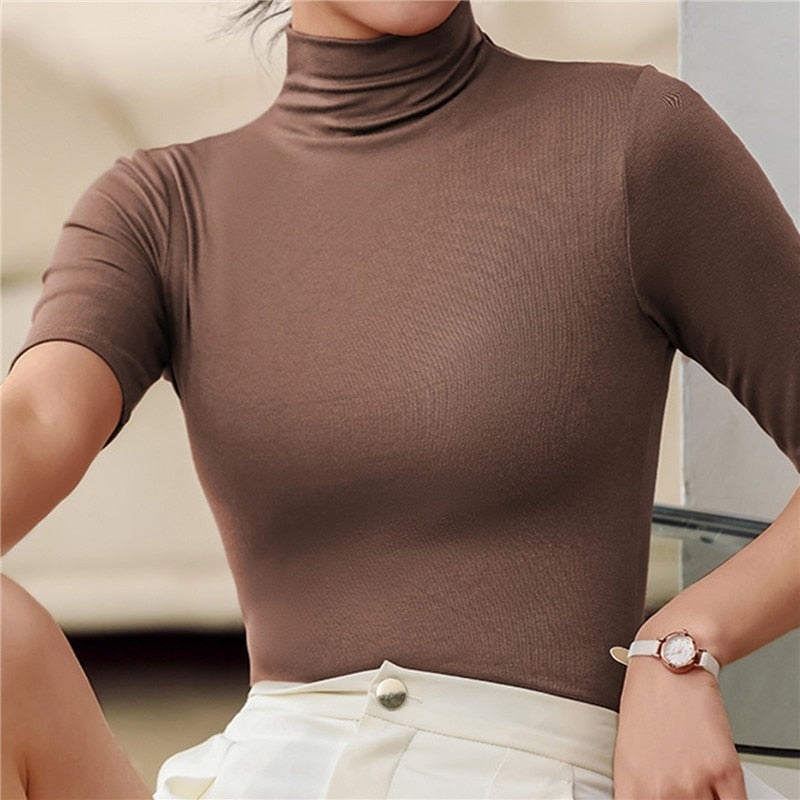 Dames Turtleneck Gebreide Top | Strak Fit en Elegante Hoge Kraag
