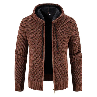 Heren Gebreide Cardigan – Fleece-Voering Rits Winterjack