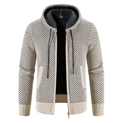 Heren Gebreide Cardigan – Fleece-Voering Rits Winterjack
