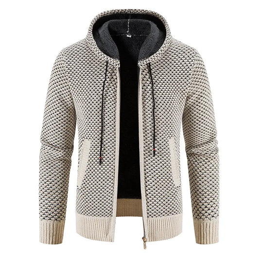 Heren Gebreide Cardigan – Fleece-Voering Rits Winterjack