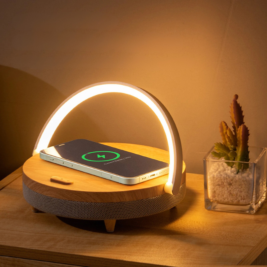 Bedlamp met Draadloze Oplader & Bluetooth Speaker - Modern Ontwerp