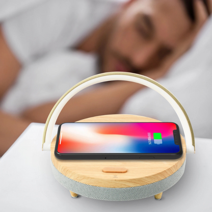 Bedlamp met Draadloze Oplader & Bluetooth Speaker - Modern Ontwerp