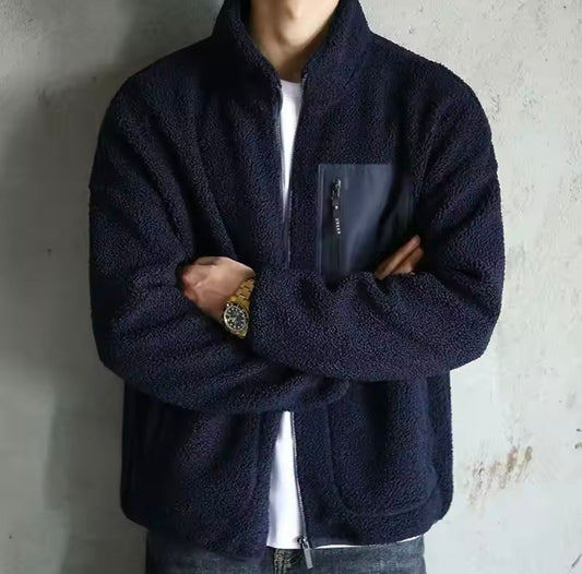 Heren Zip Up Jacket met Hoge Hals en Meerdere Zakjes