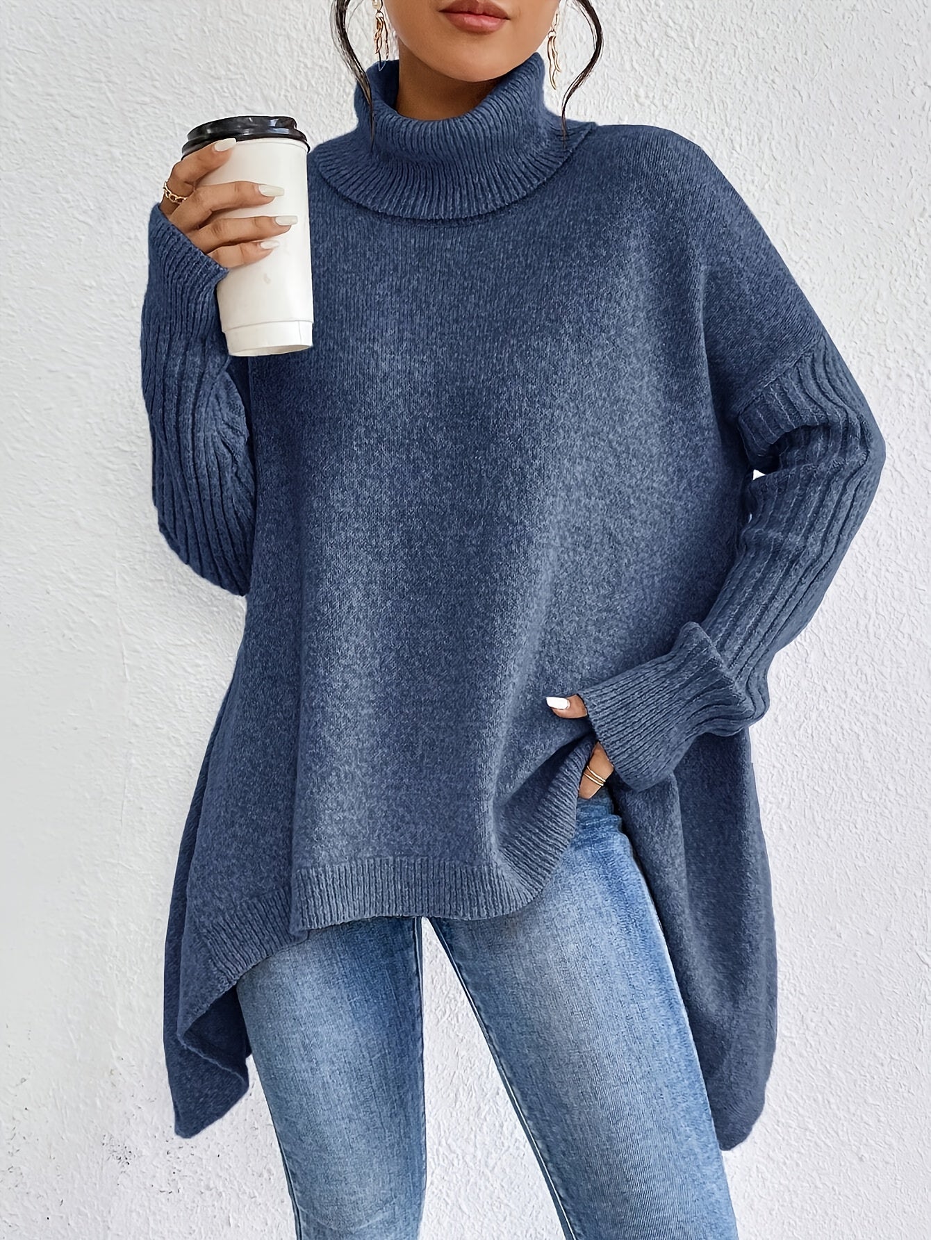 Dames Roll Neck Trui | Oversized Pasvorm met Moderne Hoge Kraag