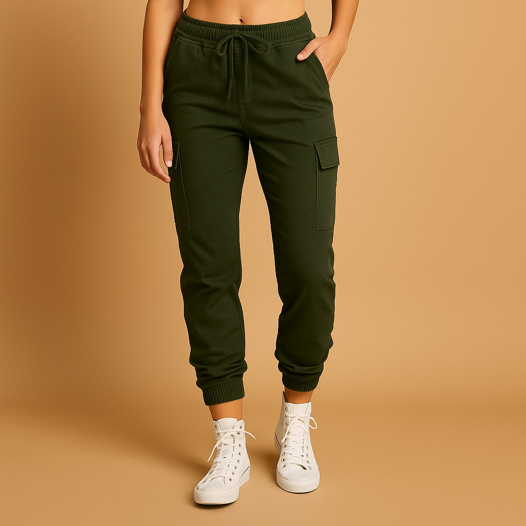 Dames Hoge Taille Slim Cargo Broek