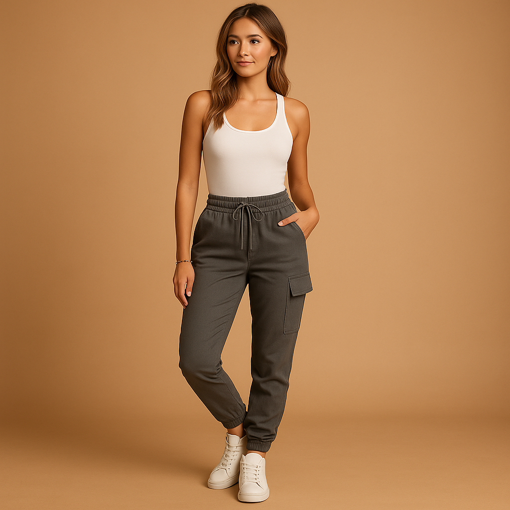 Dames Hoge Taille Slim Cargo Broek