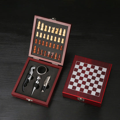 ChessCork Luxe Flessenopener Set – Houten Schaakdoos met Accessoires voor Wijnliefhebbers