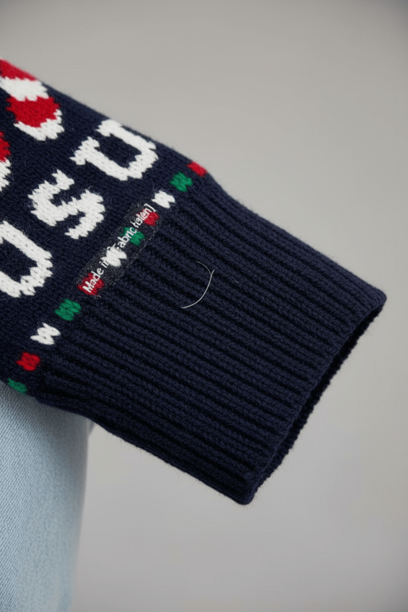 Dames Cropped Jacquard Gebreide Trui met Feestelijke Grafiek