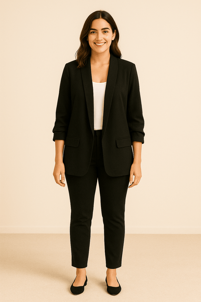 Vrouwen Lichtgewicht Blazer – Opgerolde Mouwen Laagjesstuk