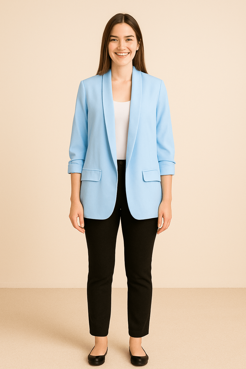 Vrouwen Lichtgewicht Blazer – Opgerolde Mouwen Laagjesstuk