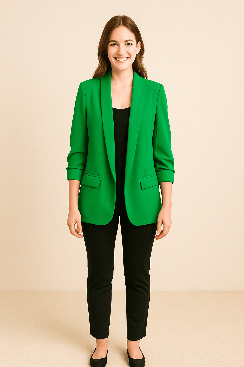 Vrouwen Lichtgewicht Blazer – Opgerolde Mouwen Laagjesstuk