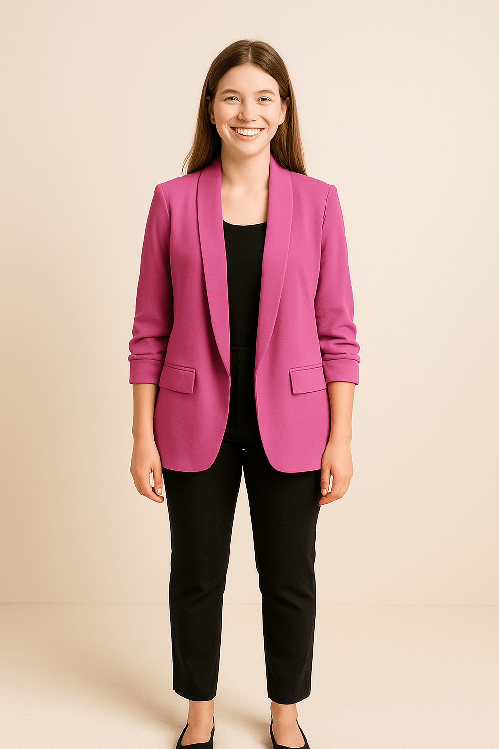Vrouwen Lichtgewicht Blazer – Opgerolde Mouwen Laagjesstuk