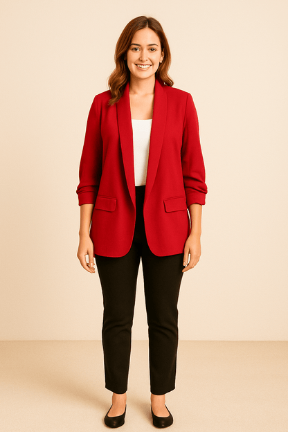 Vrouwen Lichtgewicht Blazer – Opgerolde Mouwen Laagjesstuk