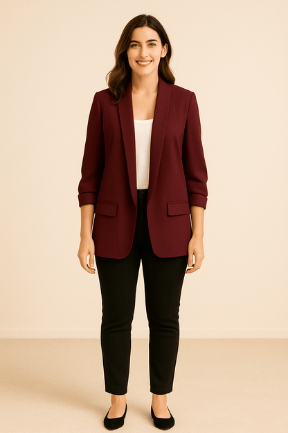 Vrouwen Lichtgewicht Blazer – Opgerolde Mouwen Laagjesstuk