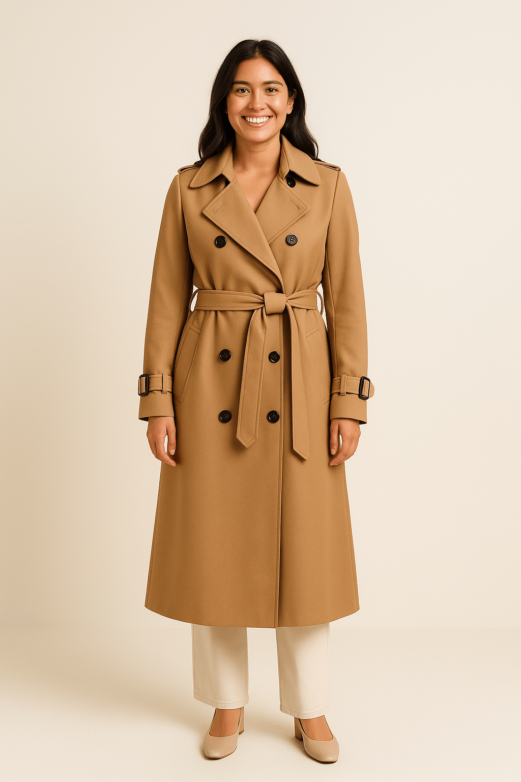 Dames Dubbelzijdige Trenchcoat met Tailleband