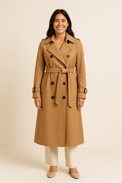 Dames Dubbelzijdige Trenchcoat met Tailleband