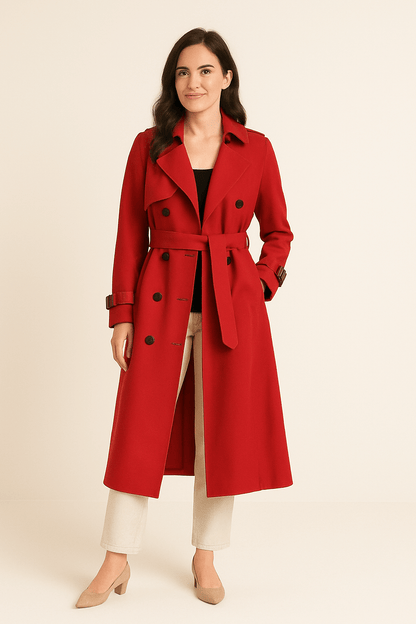 Dames Dubbelzijdige Trenchcoat met Tailleband
