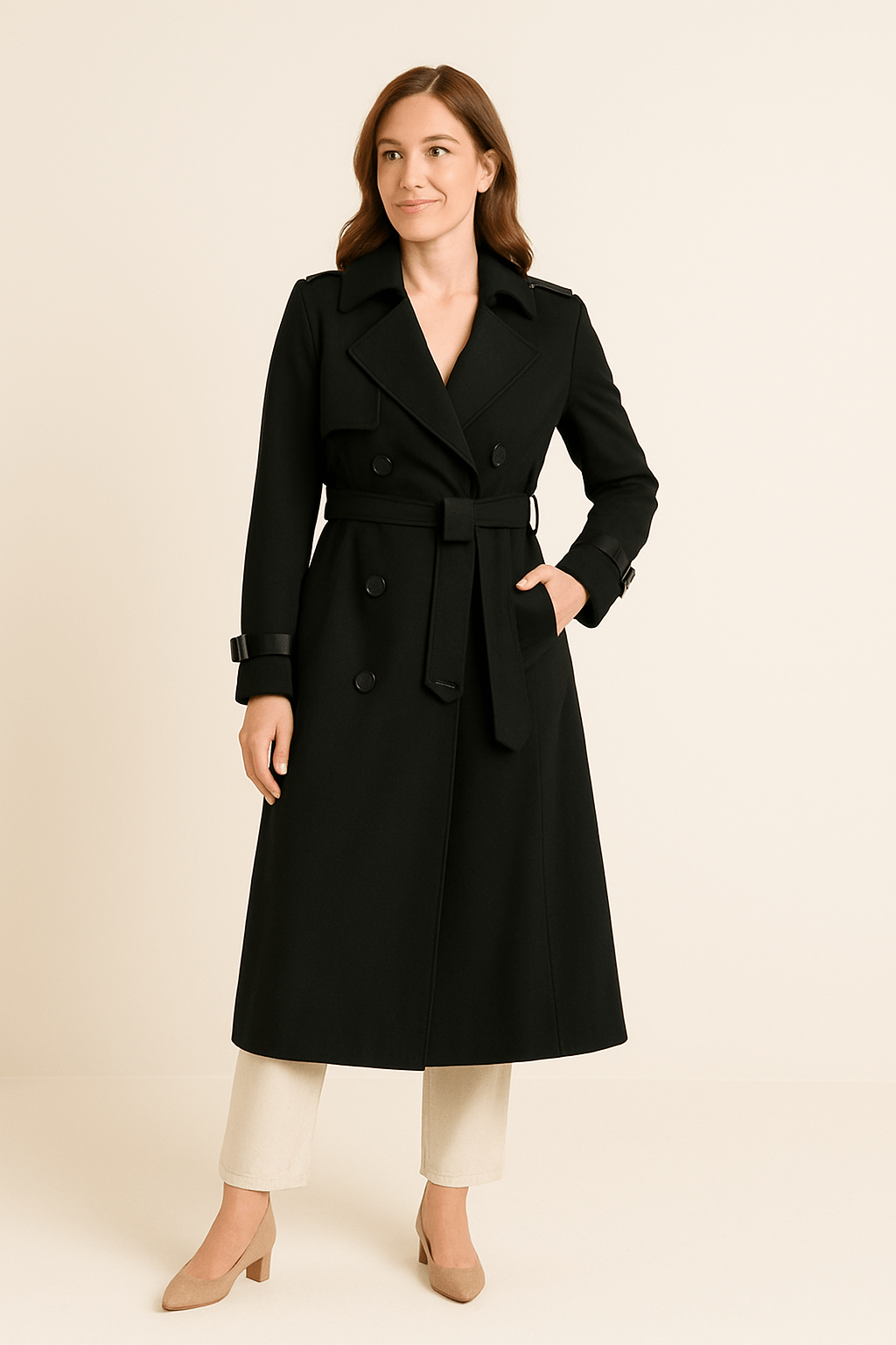 Dames Dubbelzijdige Trenchcoat met Tailleband