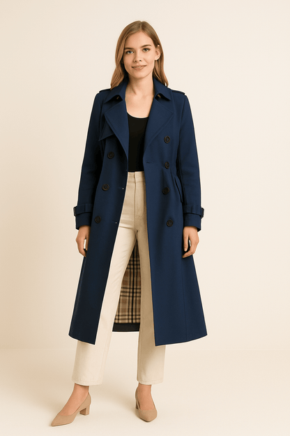 Dames Dubbelzijdige Trenchcoat met Tailleband