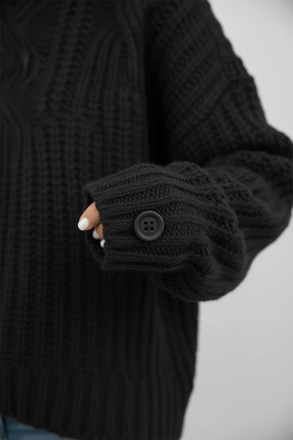 Dames Kabelgebreide Trui met Hoge Hals