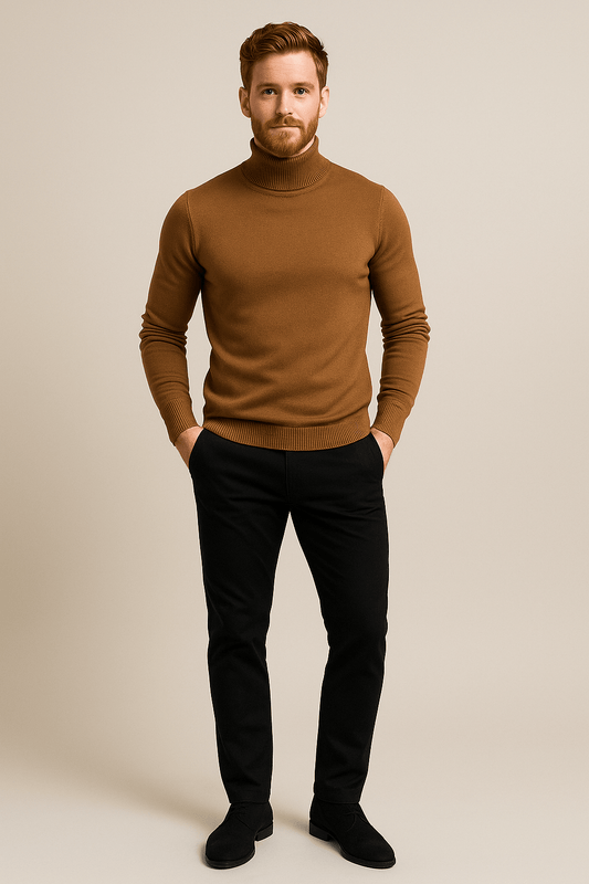 Heren Slim Fit Coltrui – Klassieke Gebreide Pullover