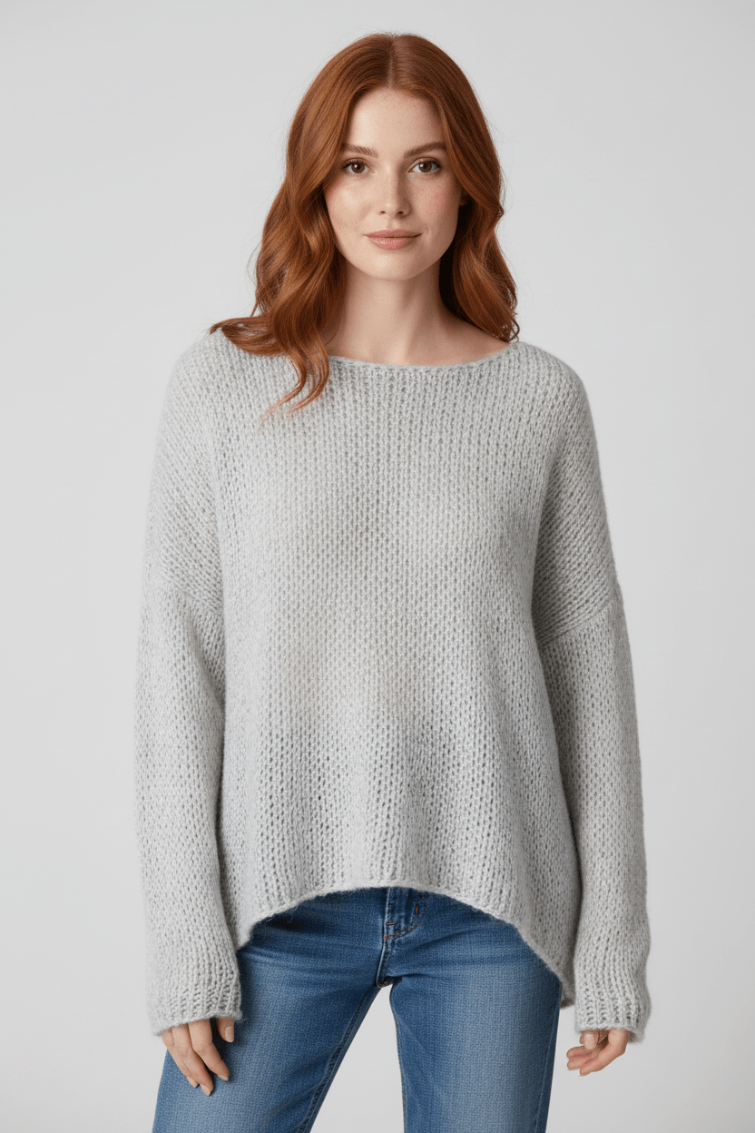 Dames Oversized Gebreide Trui met Off-Shoulder Ontwerp