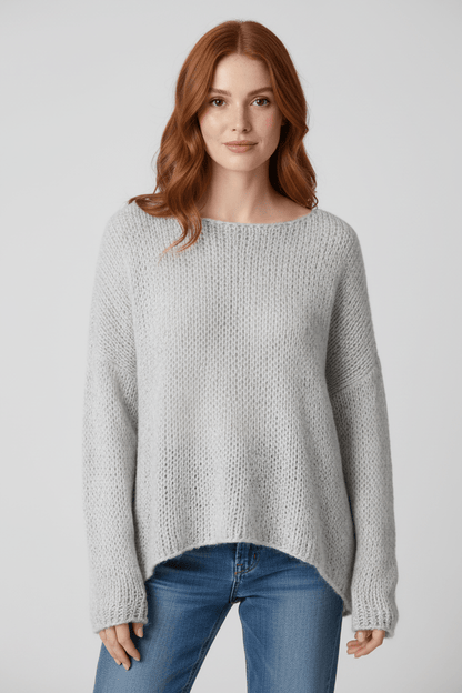 Dames Oversized Gebreide Trui met Off-Shoulder Ontwerp