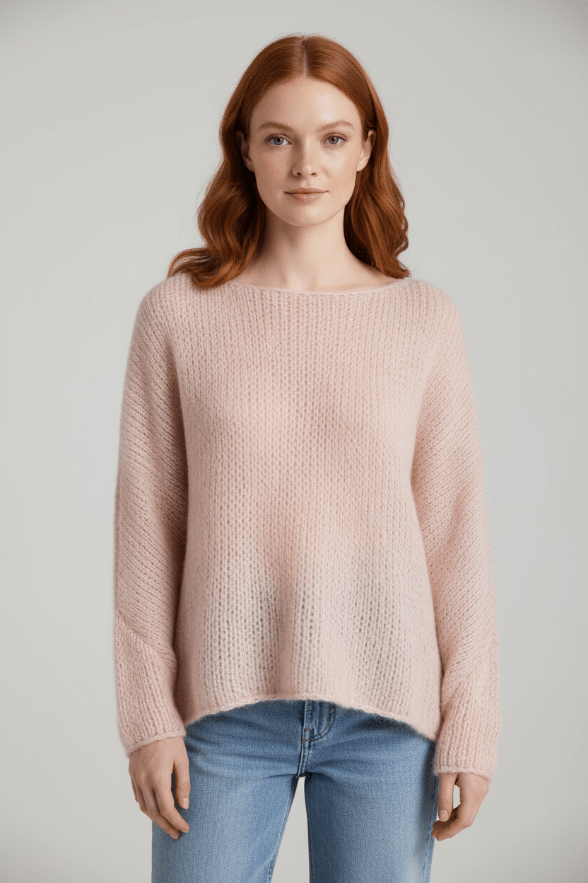 Dames Oversized Gebreide Trui met Off-Shoulder Ontwerp