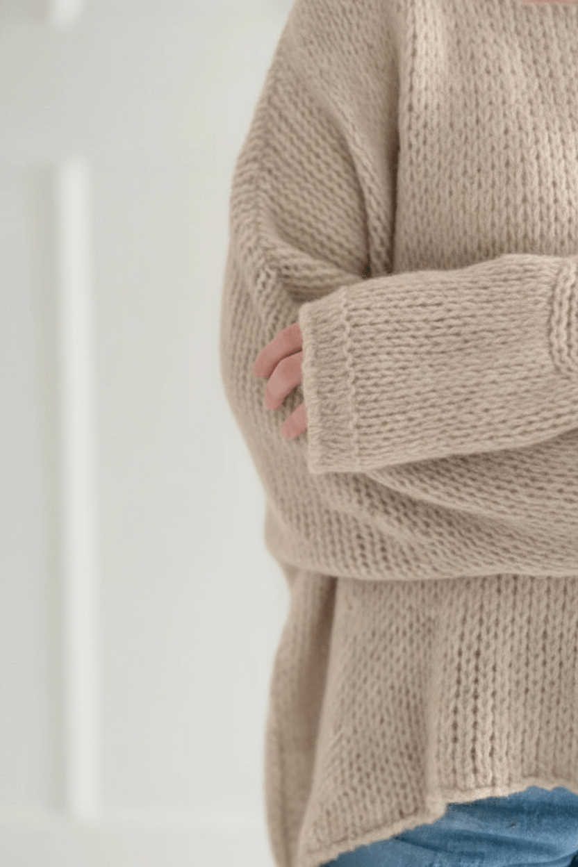 Dames Oversized Gebreide Trui met Off-Shoulder Ontwerp