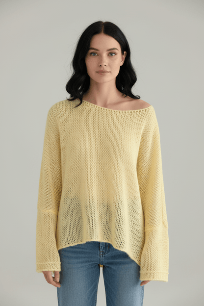 Dames Oversized Gebreide Trui met Off-Shoulder Ontwerp
