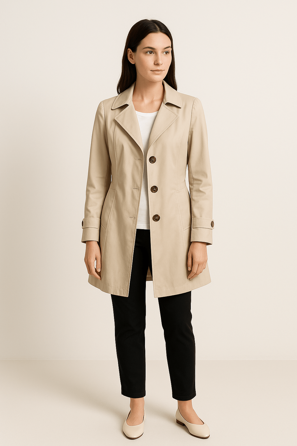 Dames Trenchcoat met Ingesneden Kraag