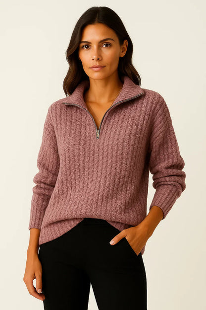 Dames Half Zip Pullover – Casual Trui met Lange Mouwen