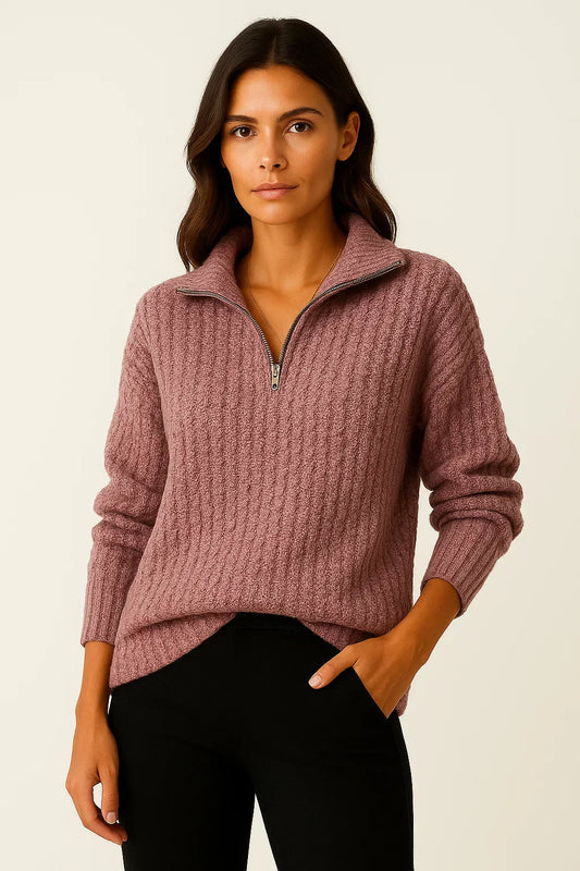 Dames Half Zip Pullover – Casual Trui met Lange Mouwen