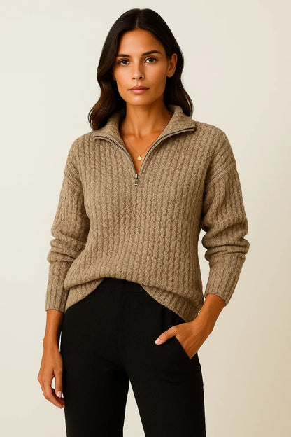 Dames Half Zip Pullover – Casual Trui met Lange Mouwen