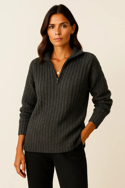 Dames Half Zip Pullover – Casual Trui met Lange Mouwen