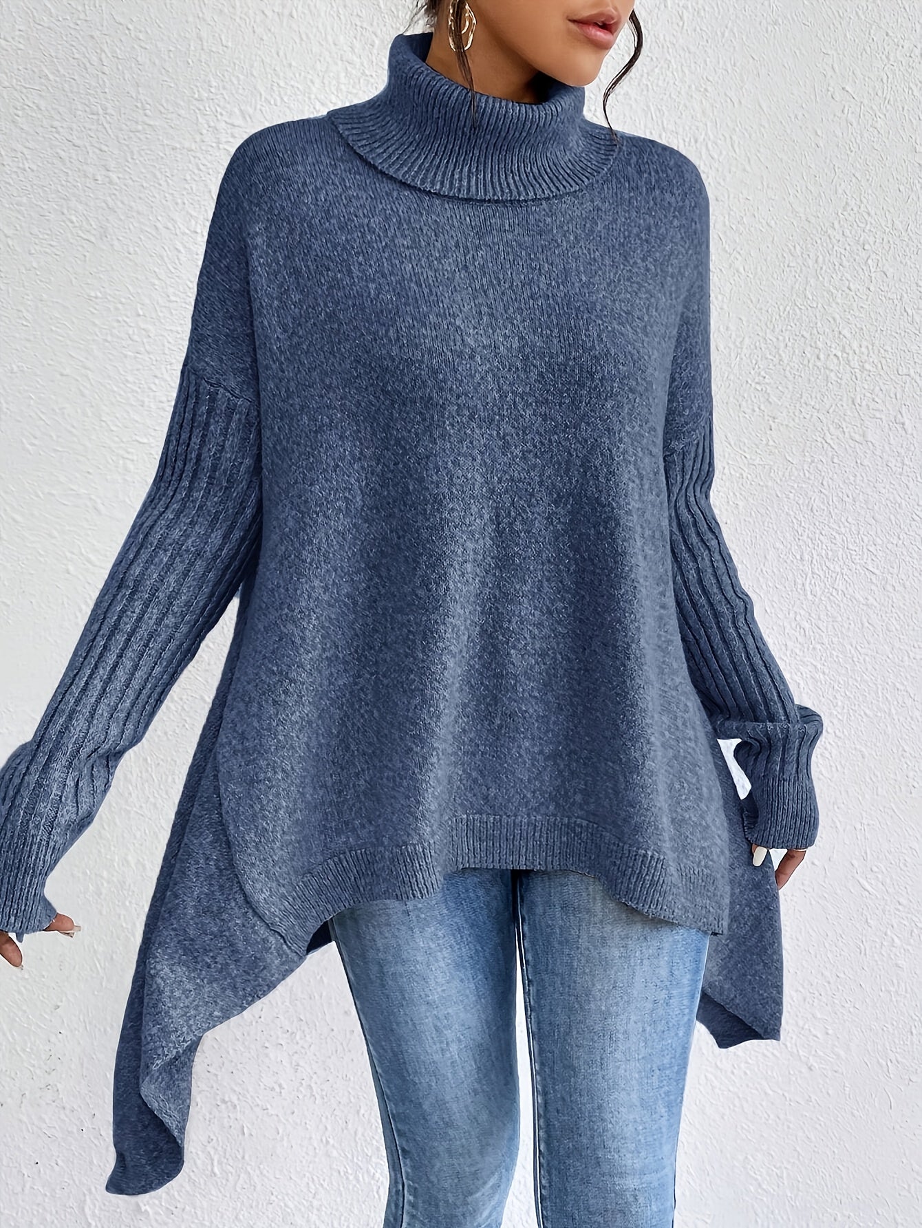 Dames Roll Neck Trui | Oversized Pasvorm met Moderne Hoge Kraag