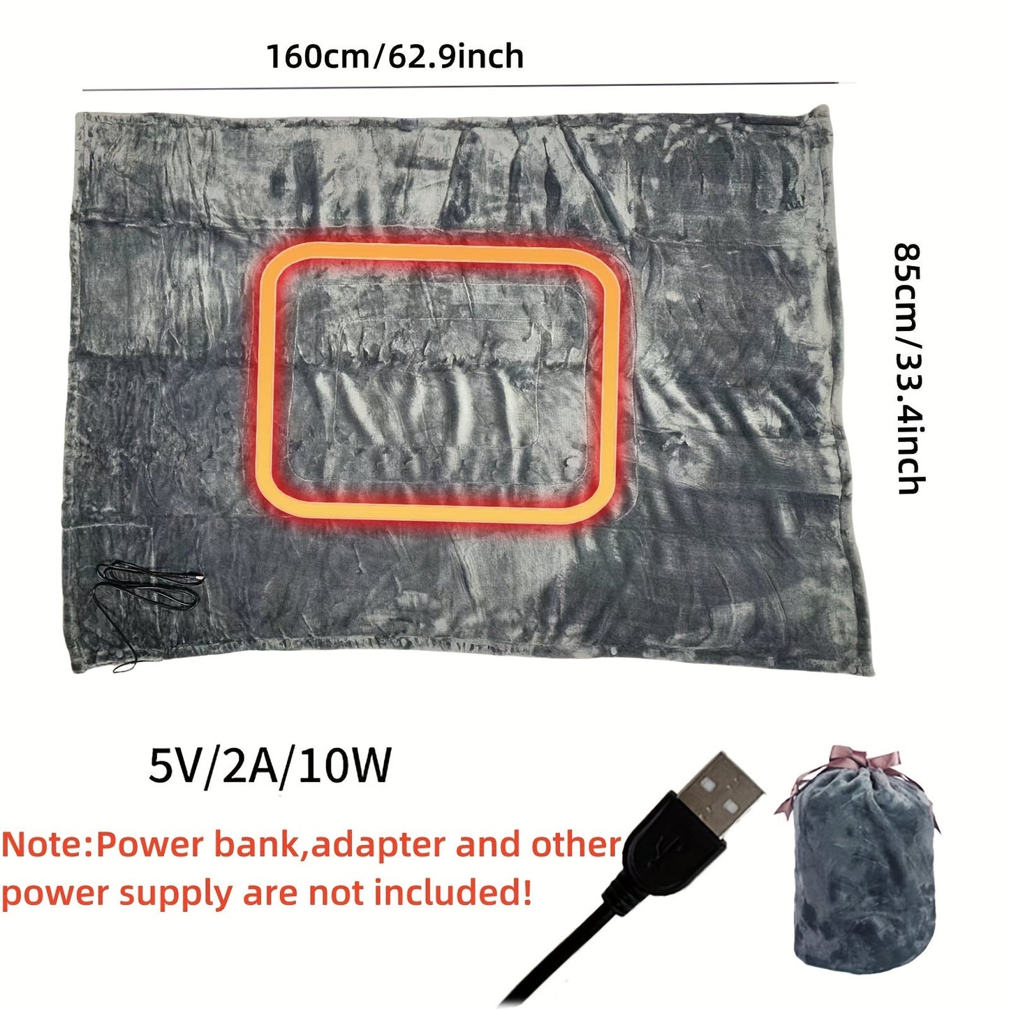 Manta eléctrica bufanda - Manta calentada portátil para el hogar y viajes