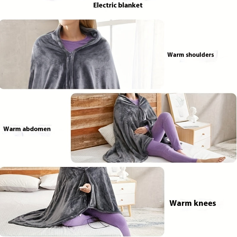 Electric Blanket USB Powered Heated Throw - 3 Heat Settings, Soft Flannel