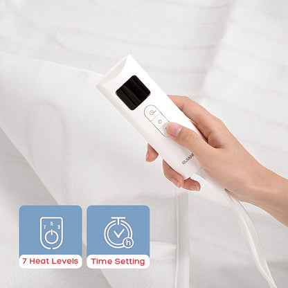 Elektrische Heizdecke fürs Bett, weiße Heizdecke, waschbar, 7 Heizstufen
