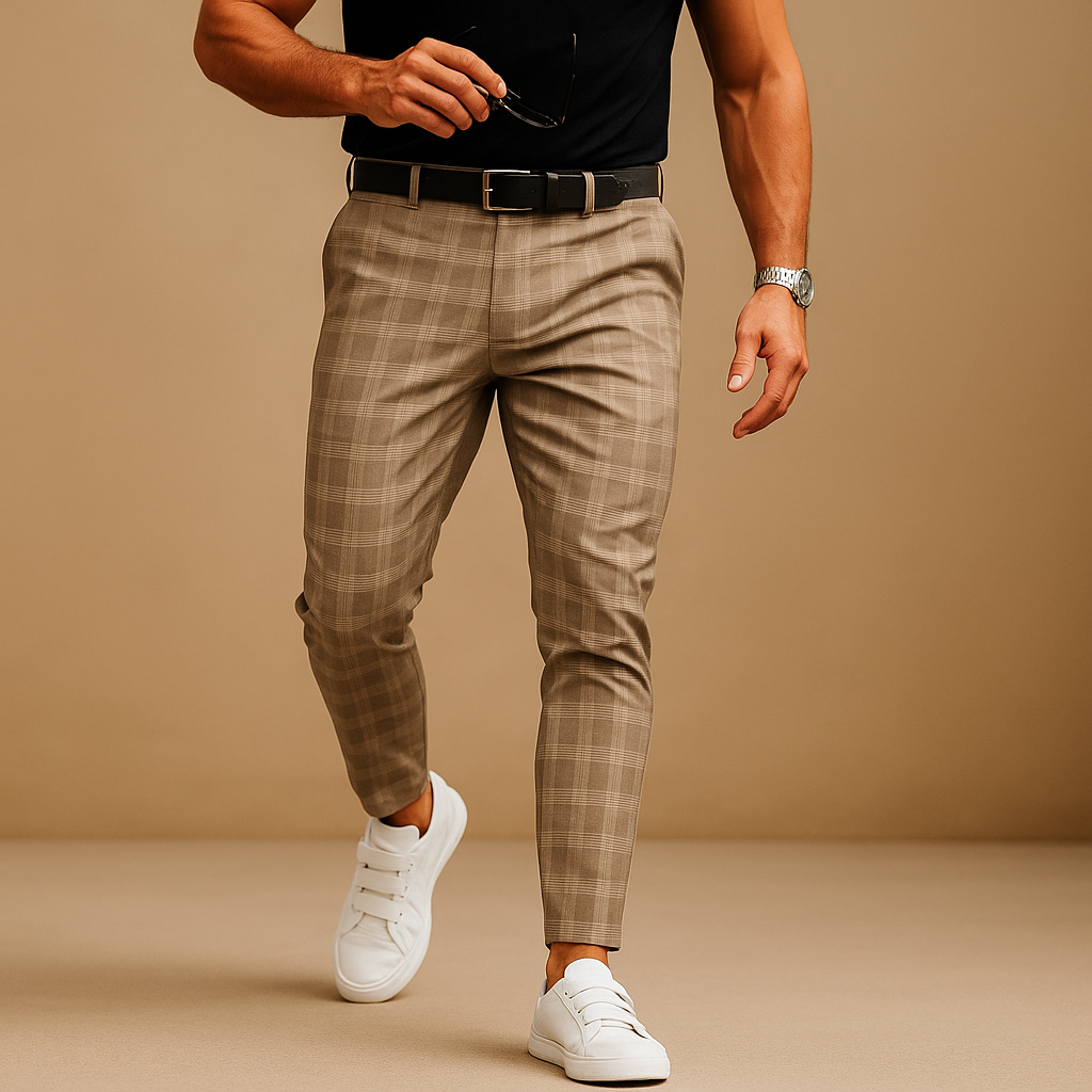 Pantalones casuales de cuadros para hombre – Corte holgado con estilo moderno