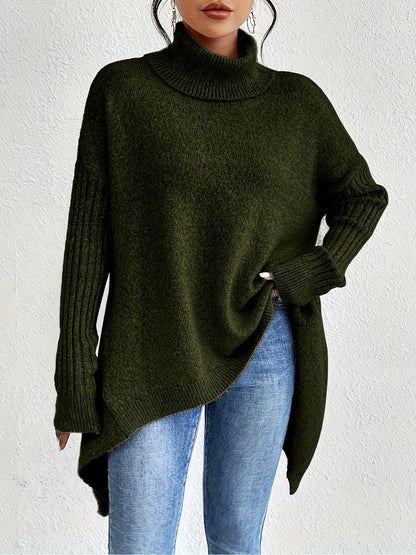 Dames Roll Neck Trui | Oversized Pasvorm met Moderne Hoge Kraag